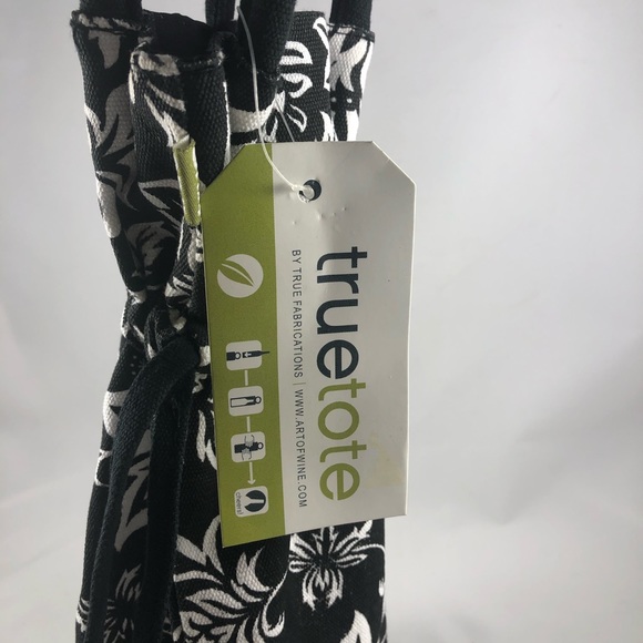 2 True Tote Canvas Wine Bottle Bags Black and White - Picture 5 of 7